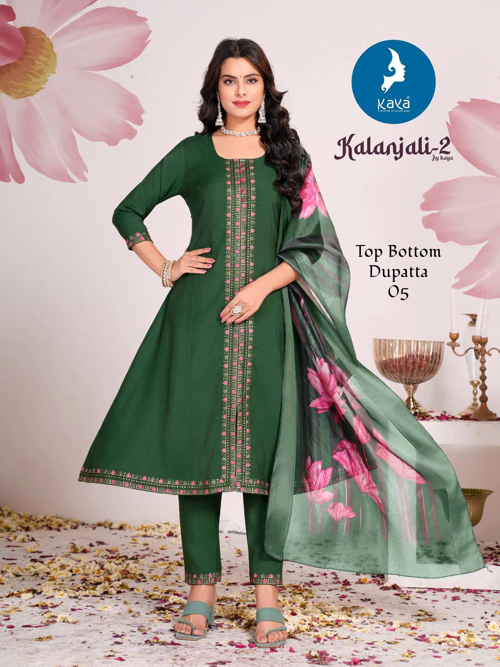 Kalanjali 2 By Kaya Roman Silk Kurti With Bottom Dupatta Suppliers In India